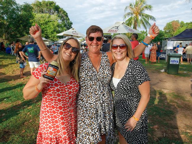 Tara McManus, Jenny McManus and Renae Perryman at the Jimmy Barnes concert at the Darwin Ski Club. Picture: Glenn Campbell