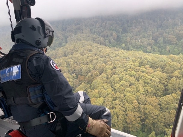 A Westpac rescue helicopter spotted the crashed light plane after it faded off the radar west of Coffs Harbour.