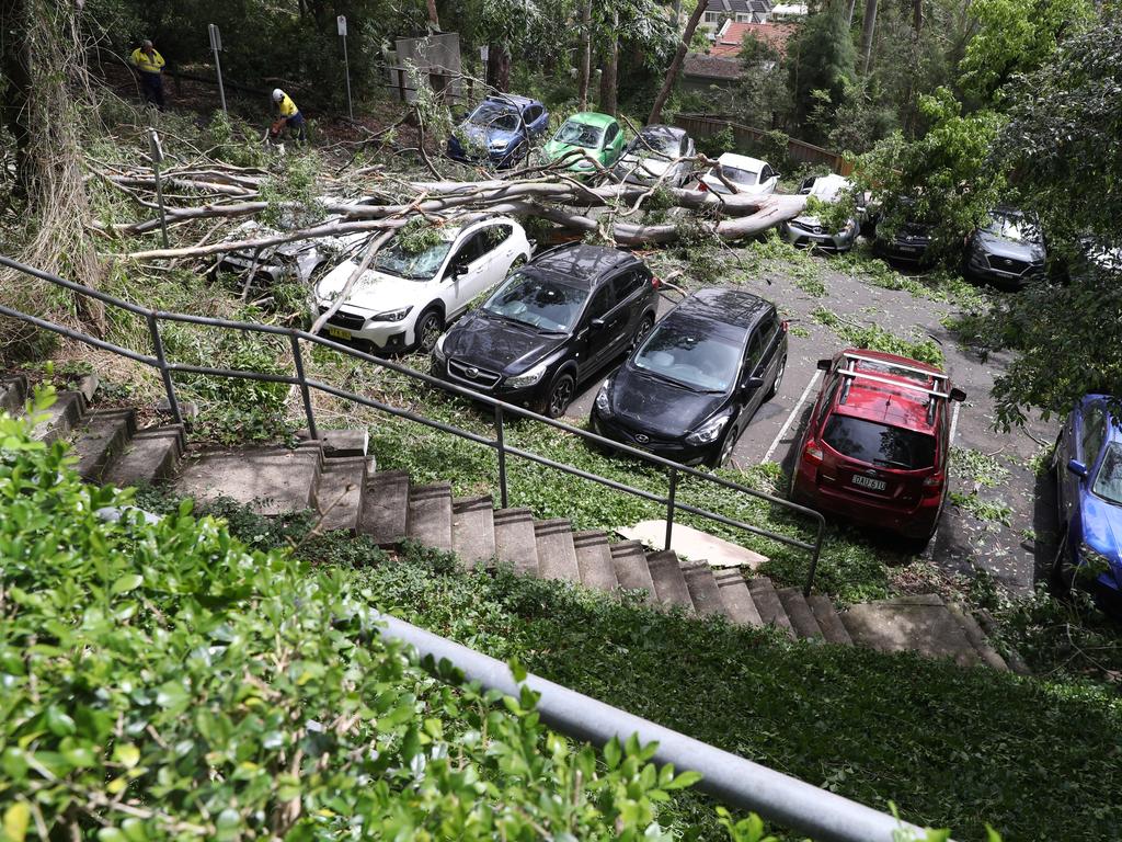 A storm has ripped through the north shore damaging trees &amp; cars here in Dumaresq st Gordon the damage is evident. Picture: John Grainger