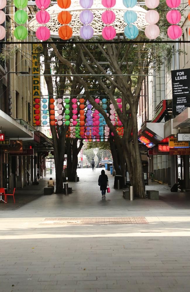 Sydney’s Chinatown is almost completely deserted. Picture: Richard Dobson