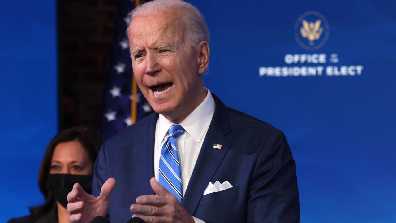 Joe Biden will sign a series of sweeping executive actions just hours after taking the oath of office this Wednesday, his incoming chief of staff has announced. Picture: Alex Wong/Getty Images/AFP