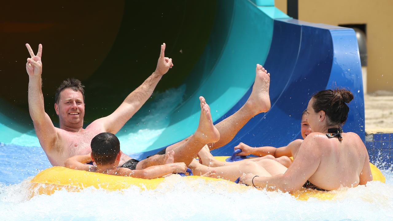 Guess who is having the most Tsunami fun in the Stephen family. Monday at Adventure Park. Picture: Alan Barber