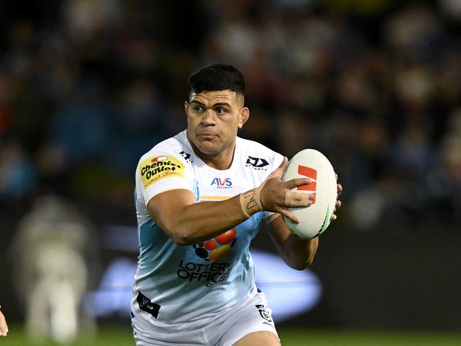 David Fifita only showed glimpses of brilliance against the Sharks, so has he done enough to earn an Origin recall? Picture: NRL Imagery