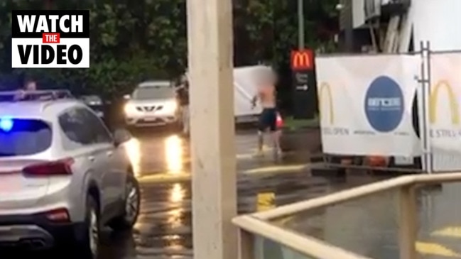 Moment man shot by police at Marsden Park Shopping Centre