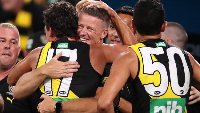 Hardwick came down from the coaches box early to enjoy the victory with his players.