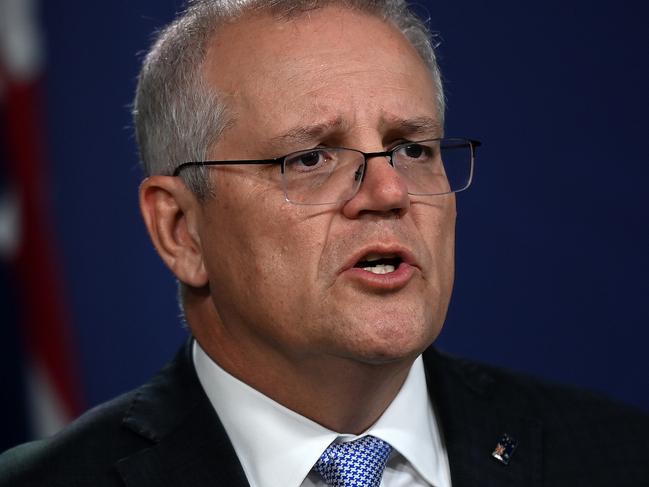 SYDNEY, AUSTRALIA - NewsWire Photos MAY, 07, 2021: Prime Minister Scott Morrison speaks to the media during a press conference in Sydney. Picture: NCA NewsWire/Bianca De Marchi