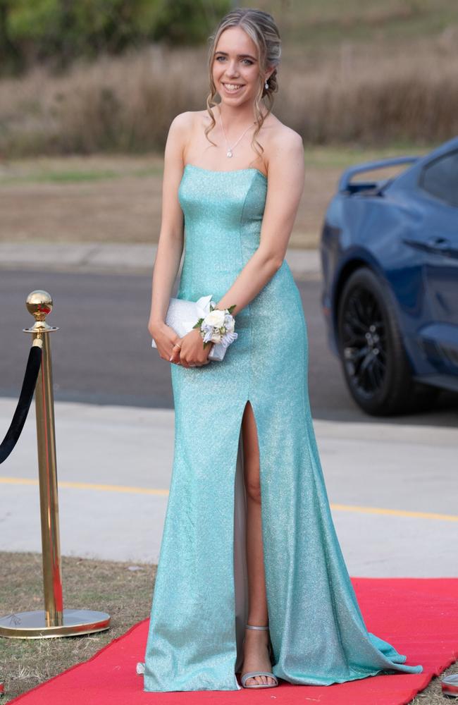 Talia Harris of Cooloola Christian College graduating class 2023 arrive at their formal. October 5, 2023. Picture: Christine Schindler