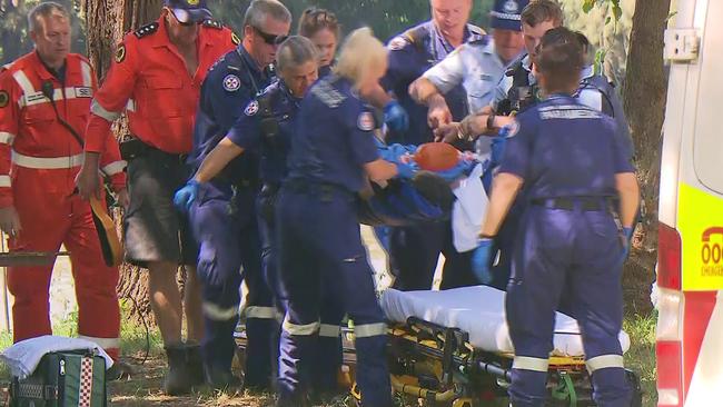 Paramedics treated a man at the scene. Picture: TNV