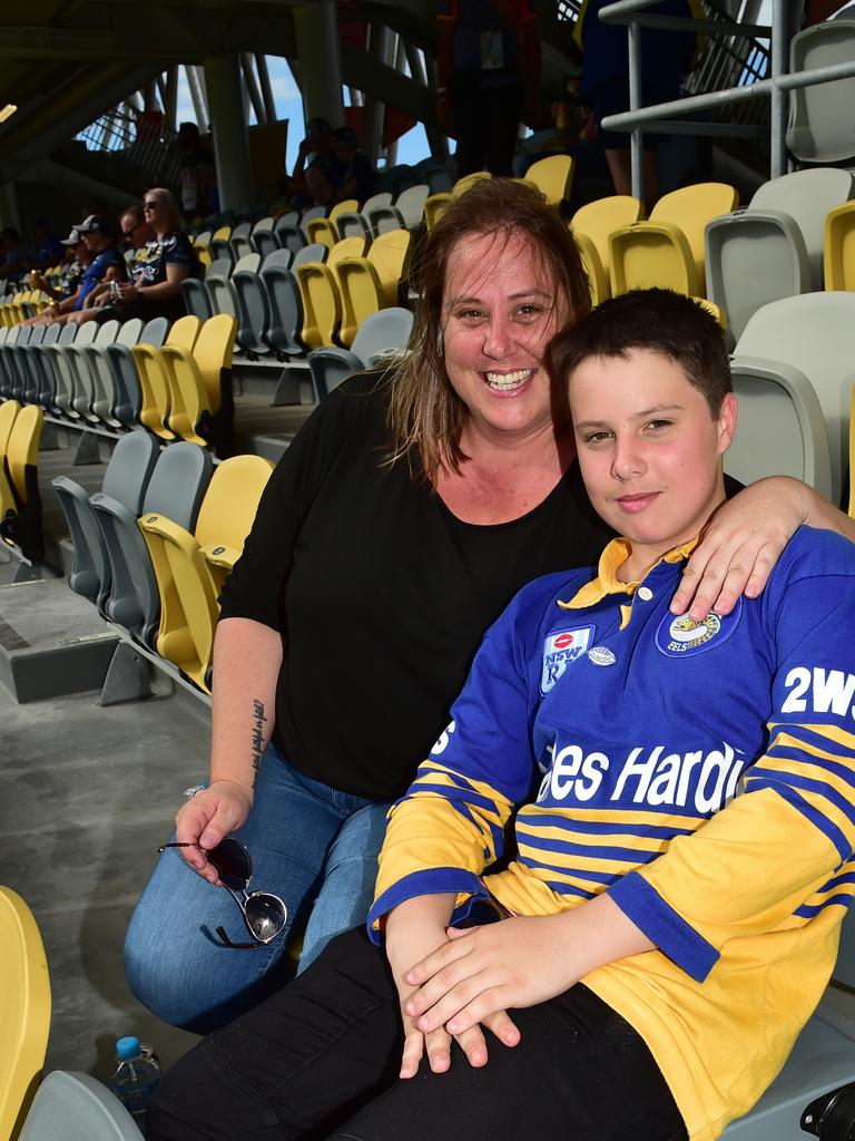 North Queensland Cowboys against Newcastle Knights at Queensland Country Bank Stadium. Wendy and Seth Stewart, 13. Picture: Evan Morgan