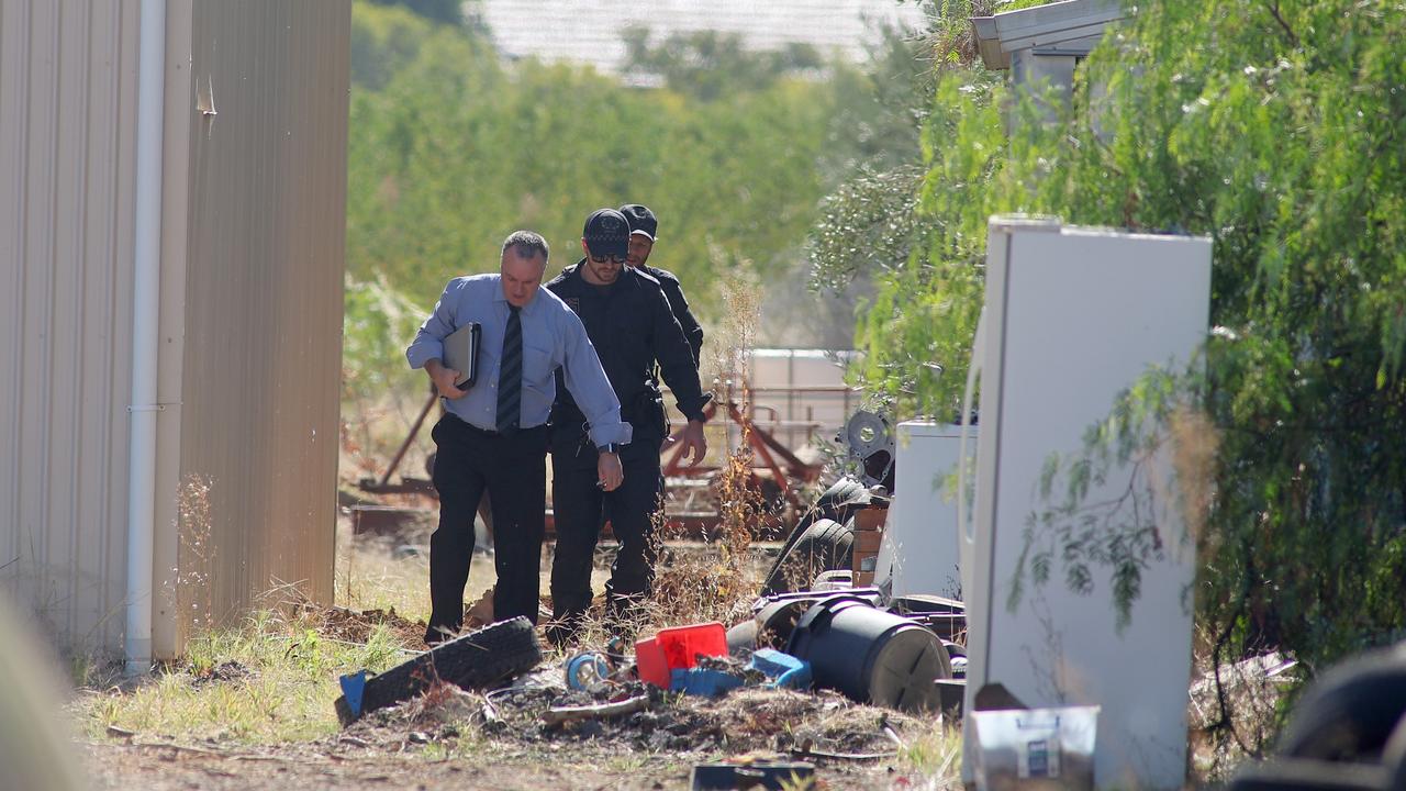 Police and forensic teams search Keith Yandle’s Kudla property near Adelaide. Picture: NCA NewsWire / Kelly Barnes