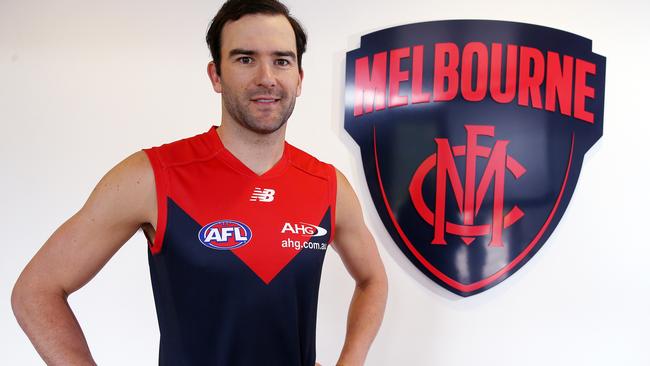 Jordan Lewis adds plenty of experience to Melbourne’s midfield. Picture: Michael Klein