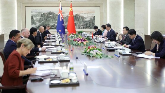 New Zealand’s Foreign Minister Nanaia Mahuta and China’s Foreign Minister Qin Gang and their two delegations face off in Beijing in March.