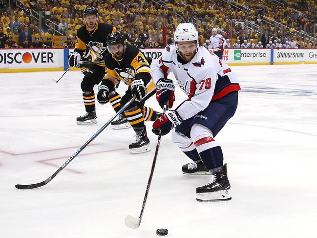 Sydney Ice Dogs product Nathan Walker in action for the Washington Capitals during the 2018 NHL Stanley Cup playoffs. Nathan played his junior hockey at Blacktown Ice Rink.