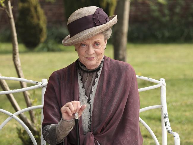 FILE - In this image released by PBS, Maggie Smith as the Dowager Countess Grantham, is shown in a scene from the second season on "Downton Abbey."  The fourth season of the popular British series will premiere in the U.S. on Jan. 5, 2014. (AP Photo/PBS, Carnival Film & Television Limited 2011 for MASTERPIECE, Nick Briggs)