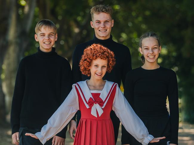 The de Hoog siblings – Annabelle, Adelaide, Jonas and Isaiah – will all take part in the Annie Jr production in Townsville Photo: Lauren + Douglas