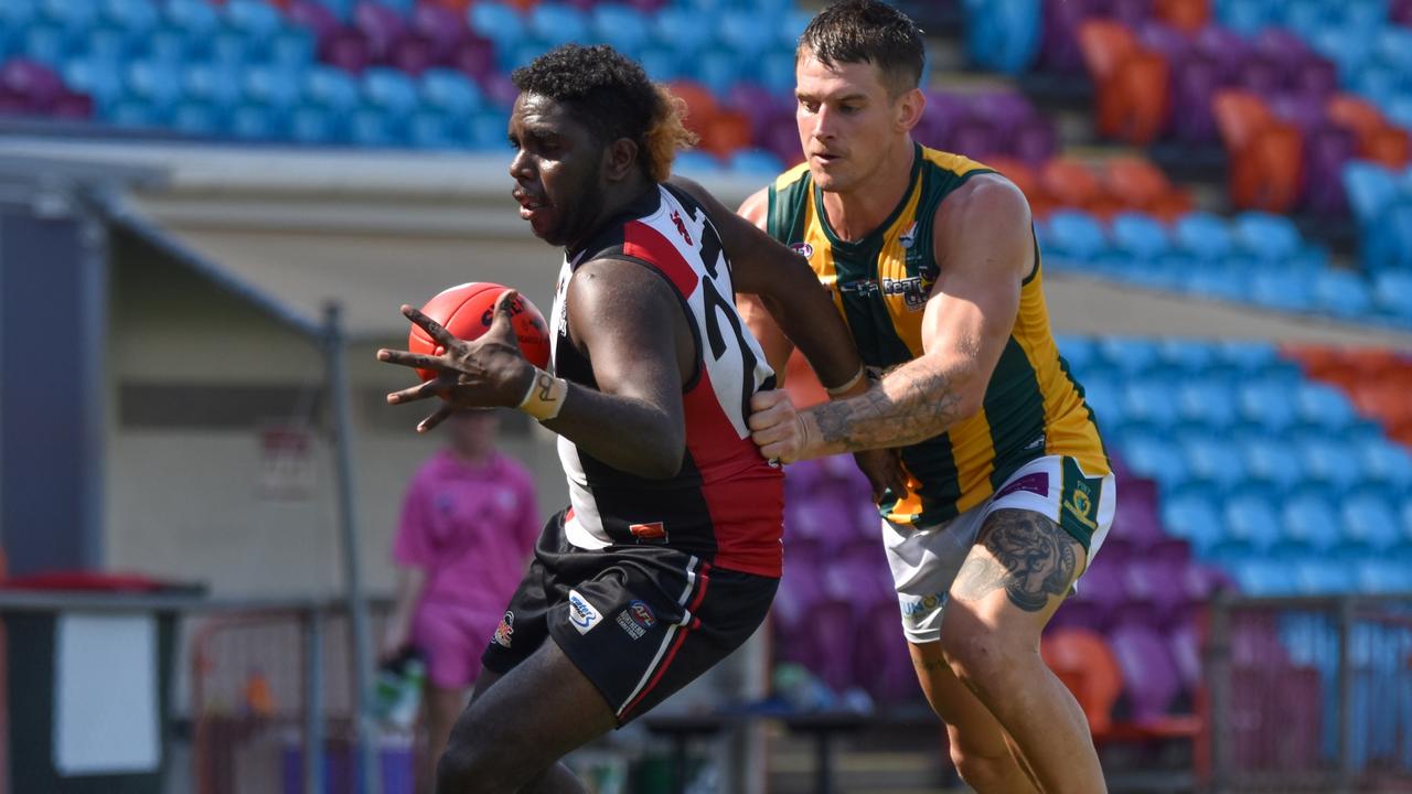 Southern Districts young gun Stanley Waistcoat earns the Round 4 2023-24 NTFL Rising Star nomination. Picture: Tymunna Clements / AFLNT Media