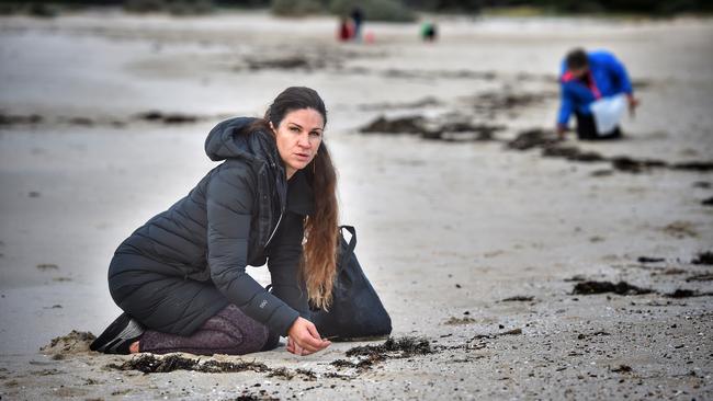 Josie Jones is leading the charge on cleaning beaches by hand after years of picking up and tracking litter. Picture: Andrew Batsch