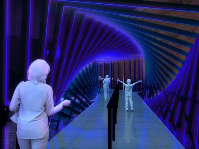 Catch the train to Circular Quay to check out The Night. Reimagined, a three-storey structure on the Sydney Opera House forecourt. Picture: Supplied