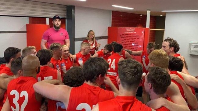 East Brighton players sing the song after defeating Heatherton.