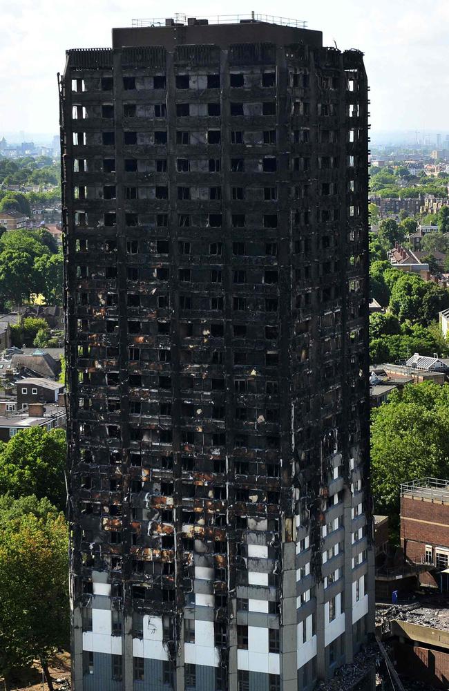 The remnants of the Grenfell Tower disaster. Picture: CHRIS J RATCLIFFE / AFP