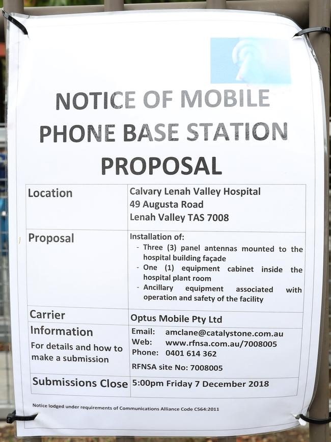 A notice outside the hosptial advising of the phone tower plan. Picture: NIKKI DAVIS-JONES