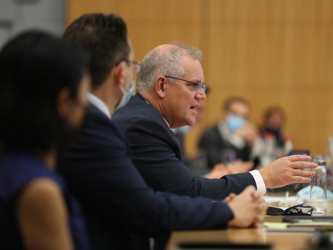 Prime Minister Scott Morrison attends a working breakfast at the G7 Summit. Picture: Adam Taylor/PMO