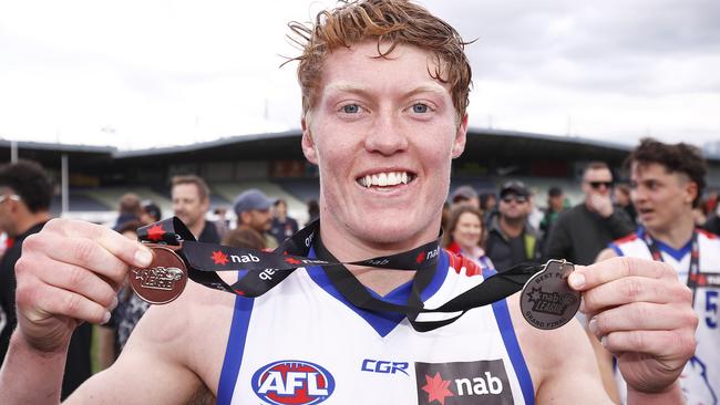 Matthew Rowell won a premiership medal and was named best on ground in Oakleigh Chargers’ NAB League Grand Final win.