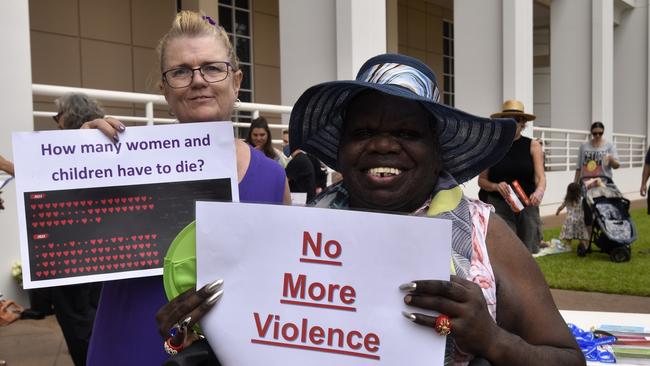 Crystal Love Johnson at the Darwin No More Violence rally at Parliament House, 2024. Picture: Sierra Haigh