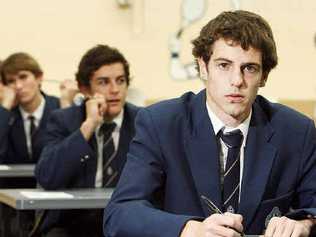 St Edmunds year 12 student Jack Farrell, 18, during today’s QCS test. About 30,000 students will sit the tests across Queensland. Picture: Claudia Baxter