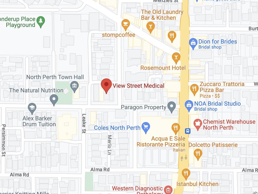 The incident occurred at View Street Medical in Perth. Picture: Google Maps