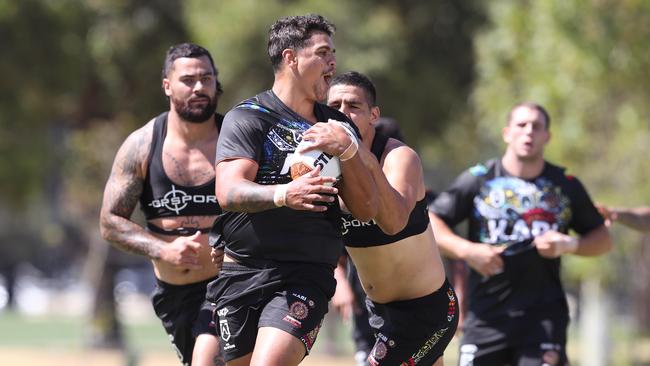 The Indigenous All stars are set to play an exciting brand of footy in Melbourne. (AAP Image/David Crosling) 