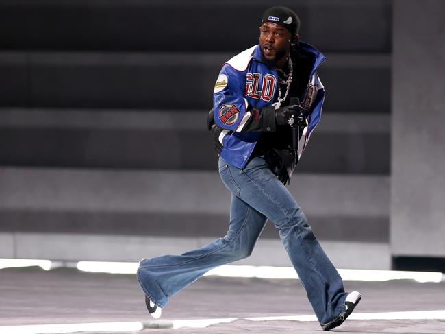 Kendrick Lamar performs onstage during Apple Music Super Bowl LIX Halftime Show. Picture: Getty Images