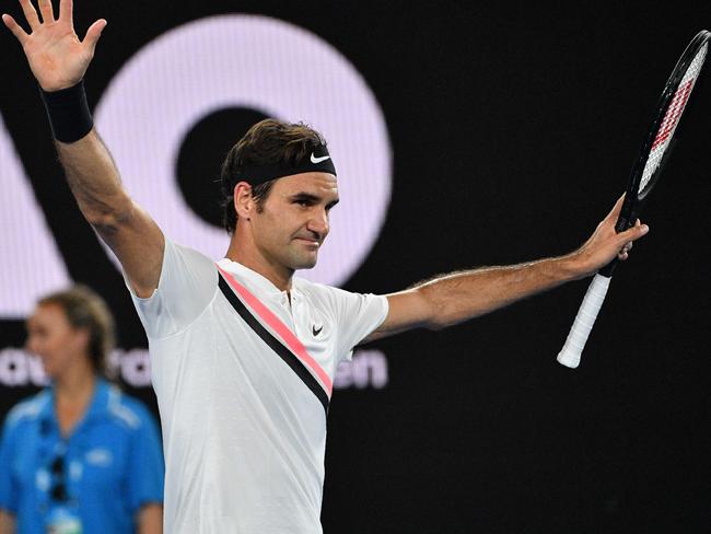 Switzerland's Roger Federer celebrates beating Germany's Jan-Lennard Struff