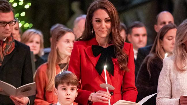 LONDON, ENGLAND - DECEMBER 6: Prince Louis and Catherine, Princess of Wales during the 'Together At Christmas' Carol Service at Westminster Abbey on December 6, 2024 in London, England. The Prince and Princess of Wales, along with other members of the Royal Family, attended the annual carol service. Led by The Princess and supported by The Royal Foundation, the event offered a chance to pause and reflect on the profound values of love, compassion, and the vital connections we shareÃ¢â¬âparticularly during life's most challenging moments. The service also highlighted remarkable individuals from across the UK who have demonstrated extraordinary kindness, empathy, and support within their communities. (Photo by Aaron Chown - WPA Pool/Getty Images)