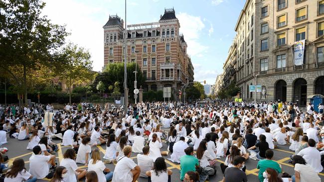 Medical residents protest against their working conditions on the second day of a strike in Barcelona, amid a coronavirus surge in Spain. Picture: AFP