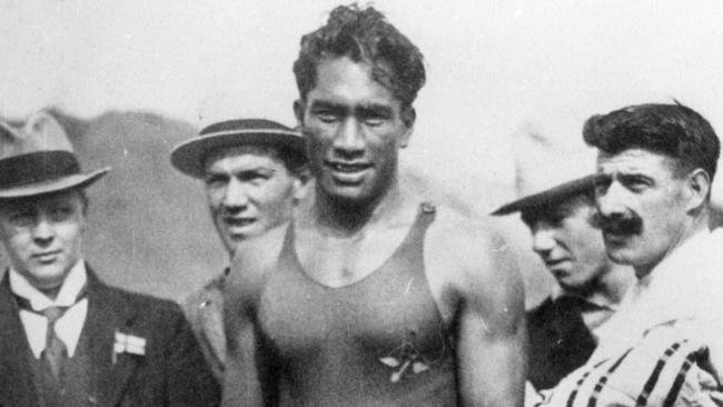 USA legendary surfer Duke Kahanamoku in Hawaii.