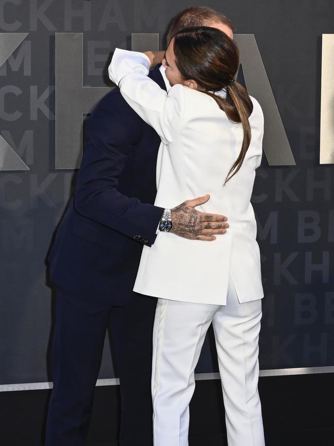 The power couple – who have been together for 24 years – hugged for photographers. Picture: Gareth Cattermole/Getty Images