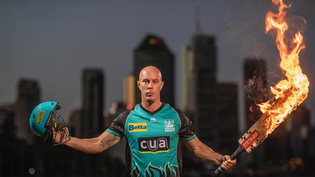 There could be fireworks when Mohammad Nabi bowls to Brisbane Heat master blaster Chris Lynn after the Afghan star laid down the challenge. Picture: Peter Wallis