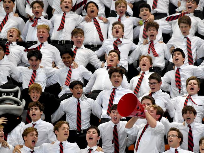 St Joseph's College, Gregory Terrace support their team.Action from the GPS swimming championships. Thursday March 10, 2022. Picture, John Gass