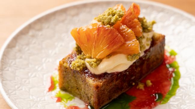 Asha’s drawcard is undoubtedly its light olive oil cake. Picture: Supplied