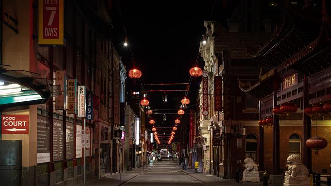 An empty Chinatown in Melbourne during curfew this month. Picture: Asanka Ratnayake/Getty Images