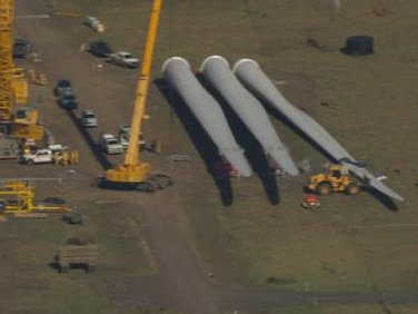 A person is feared dead after an incident at a wind farm in Victoria's west. Picture: 7 NEWS.