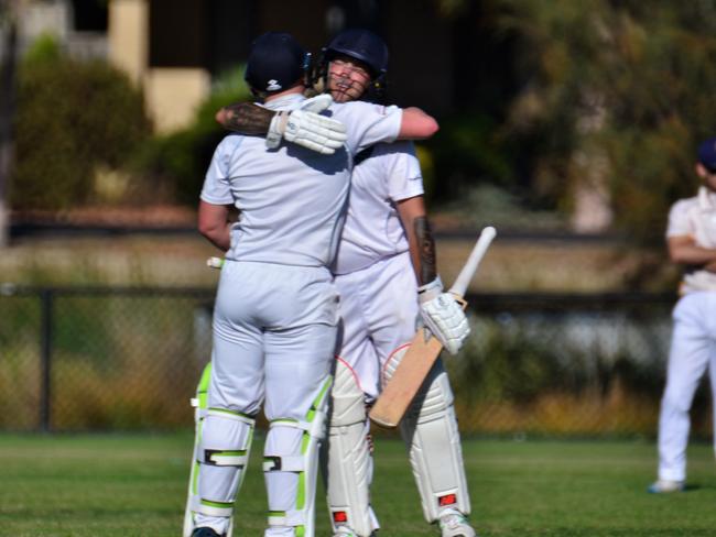 Rian Boddy and Luke Richardson shared a club record 352-run partnership for Laurimar in the DVCA. Picture: Richard Rule