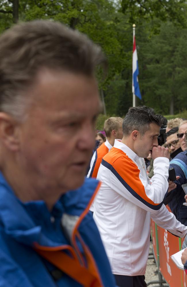 Louis van Gaal, coach of the Dutch national soccer team, with star man van Persie.