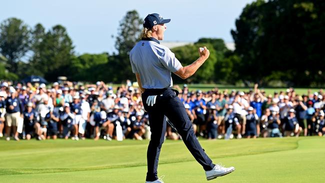 Jed Morgan celebrates victory at the 2021 Australian PGA Championship (Photo by Bradley Kanaris/Getty Images)