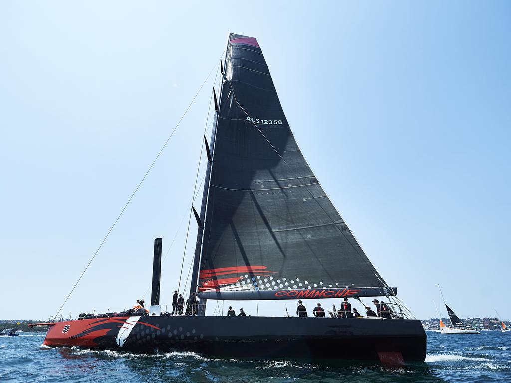 Comanche is pictured in the Sydney Harbour during the 2019 Sydney to Hobart on December 26, 2019 in Sydney, Australia. (Photo by Brett Hemmings/Getty Images)