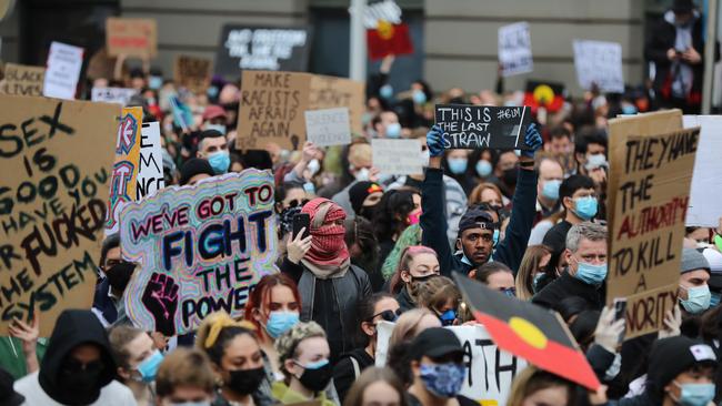 A Black Lives Matter protest in Melbourne Picture: Alex Coppel.