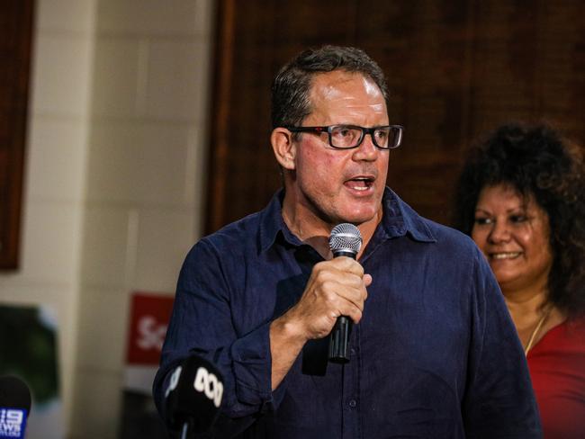 Member for Solomon Luke Gosling with Malarndirri McCarthy. Picture: Glenn Campbell