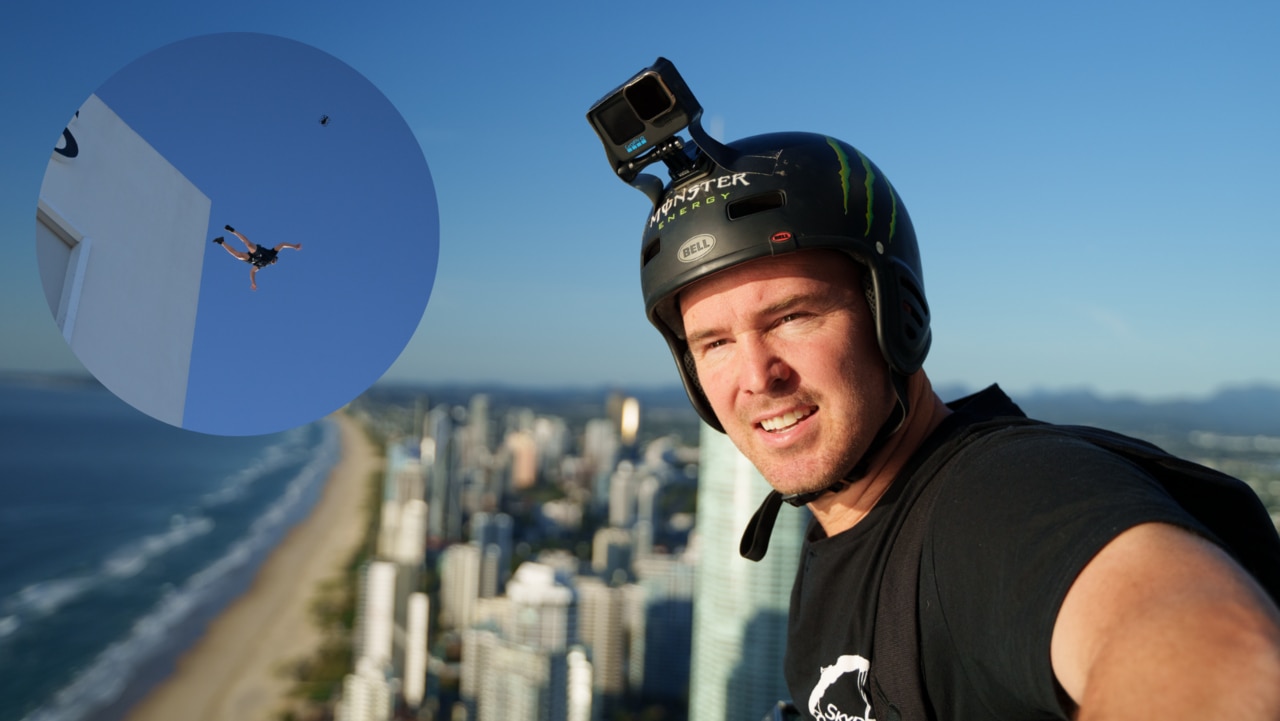 Watch as Jackson 'Jacko' Strong drops over 240 metres from the top of Soul Surfers Paradise on Tuesday morning. Pictures: Supplied.