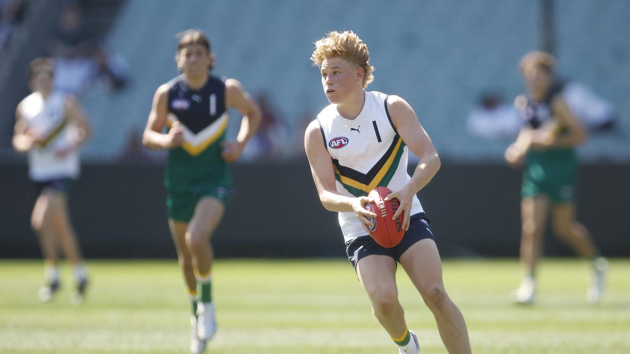 Brisbane’s father-son prospect Levi Ashcroft is expected to attract a top-three bid in the 2024 draft. Picture: Daniel Pockett/AFL Photos/via Getty Images.